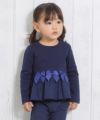 ベビー服 女の子 ベビーサイズリボンつきギャザーフリルTシャツ ネイビー(06) モデル画像3