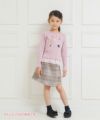 子供服 女の子 音楽会モチーフつきチュールフリルTシャツ ピンク(02) モデル画像全身