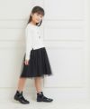 子供服 女の子 バレエモチーフ付きチュールドッキングワンピース ホワイト×ブラック(10) モデル画像3