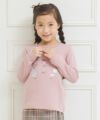 子供服 女の子 バレエモチーフ＆リボン＆お花付き裏毛トレーナー ピンク(02) モデル画像3