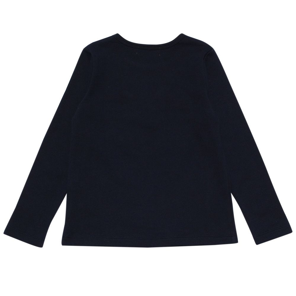 子供服 女の子 バレエモチーフ＆リボン＆お花付き裏毛トレーナー ネイビー(06) 背面