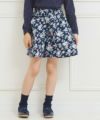 子供服 女の子 日本製花柄ウエストゴムキュロットパンツ ネイビー(06) モデル画像アップ