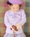 子供服 女の子 リボンチュール付き香水瓶＆帽子＆ロゴ刺繍裏起毛トレーナー パープル(91) モデル画像アップ