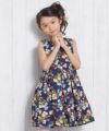 子供服 女の子 日本製花柄プリントワンピース ネイビー(06) モデル画像アップ