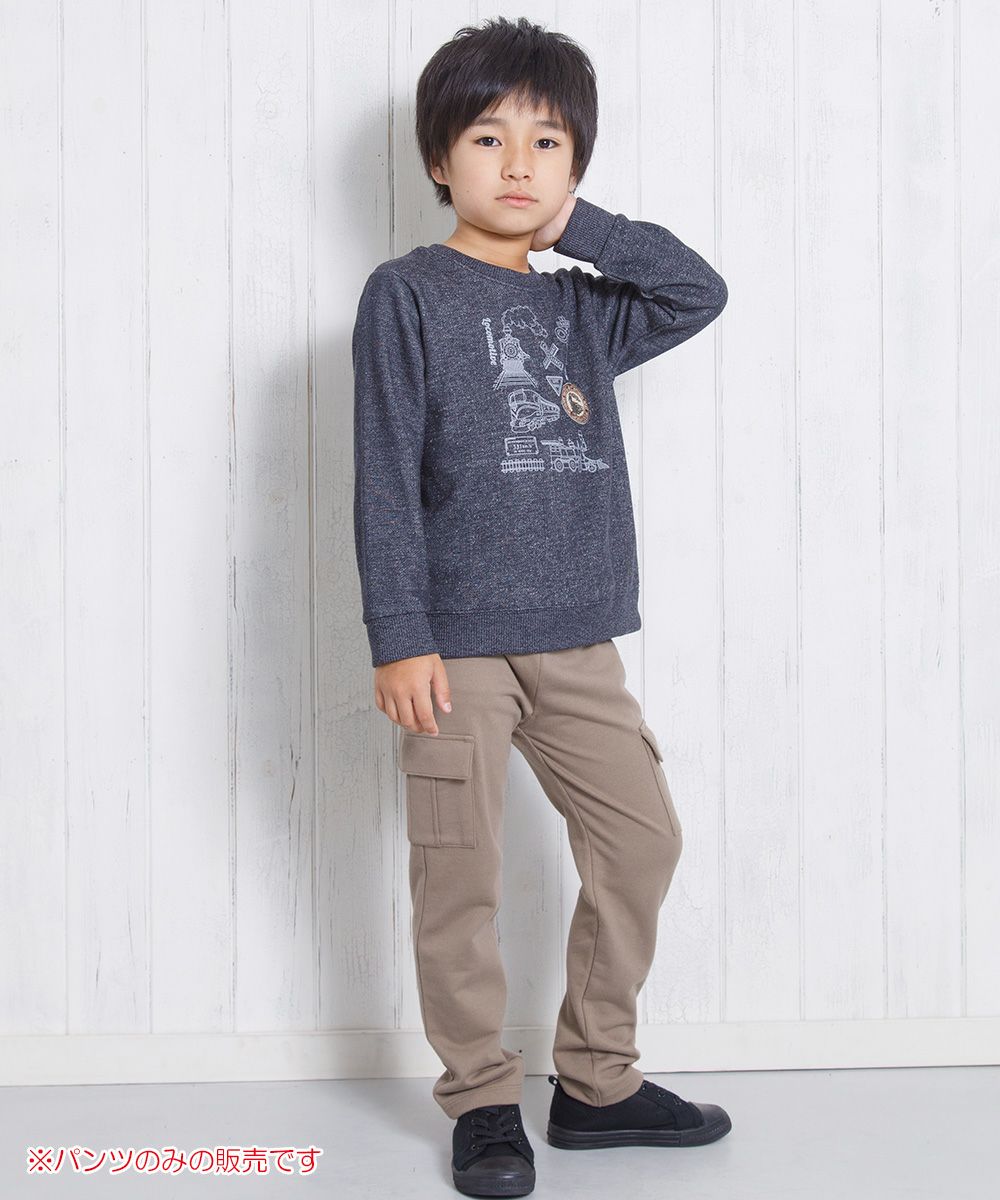 子供服 男の子 スウェットミニ裏毛カーゴパンツ ブラウン(05) モデル画像全身