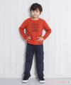 子供服 男の子 綿100％乗り物シリーズロゴプリントTシャツ オレンジ(07) モデル画像全身