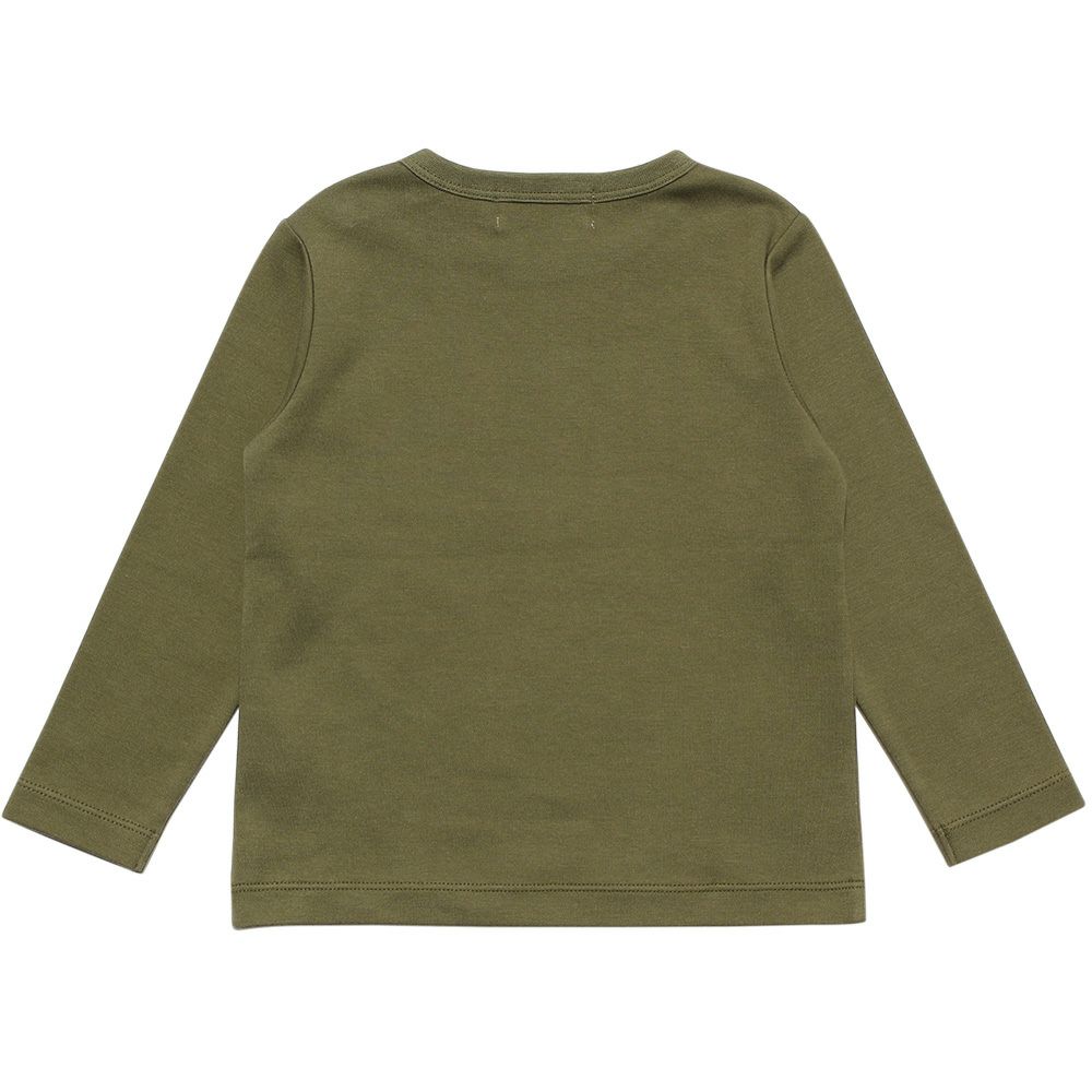 ベビー服 男の子 ベビーサイズ綿100％乗り物シリーズロゴプリントTシャツ カーキ(82) 背面