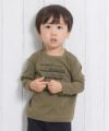 ベビー服 男の子 ベビーサイズ綿100％乗り物シリーズロゴプリントTシャツ カーキ(82) モデル画像アップ