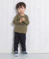 ベビー服 男の子 ベビーサイズ綿100％乗り物シリーズロゴプリントTシャツ カーキ(82) モデル画像2