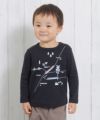 ベビー服 男の子 ベビーサイズ乗り物シリーズ電車プリントTシャツ ブラック(00) モデル画像アップ