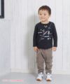 ベビー服 男の子 ベビーサイズ乗り物シリーズ電車プリントTシャツ ブラック(00) モデル画像全身