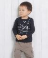 ベビー服 男の子 ベビーサイズ乗り物シリーズ電車プリントTシャツ ブラック(00) モデル画像2
