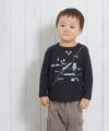 ベビー服 男の子 ベビーサイズ乗り物シリーズ電車プリントTシャツ ブラック(00) モデル画像3
