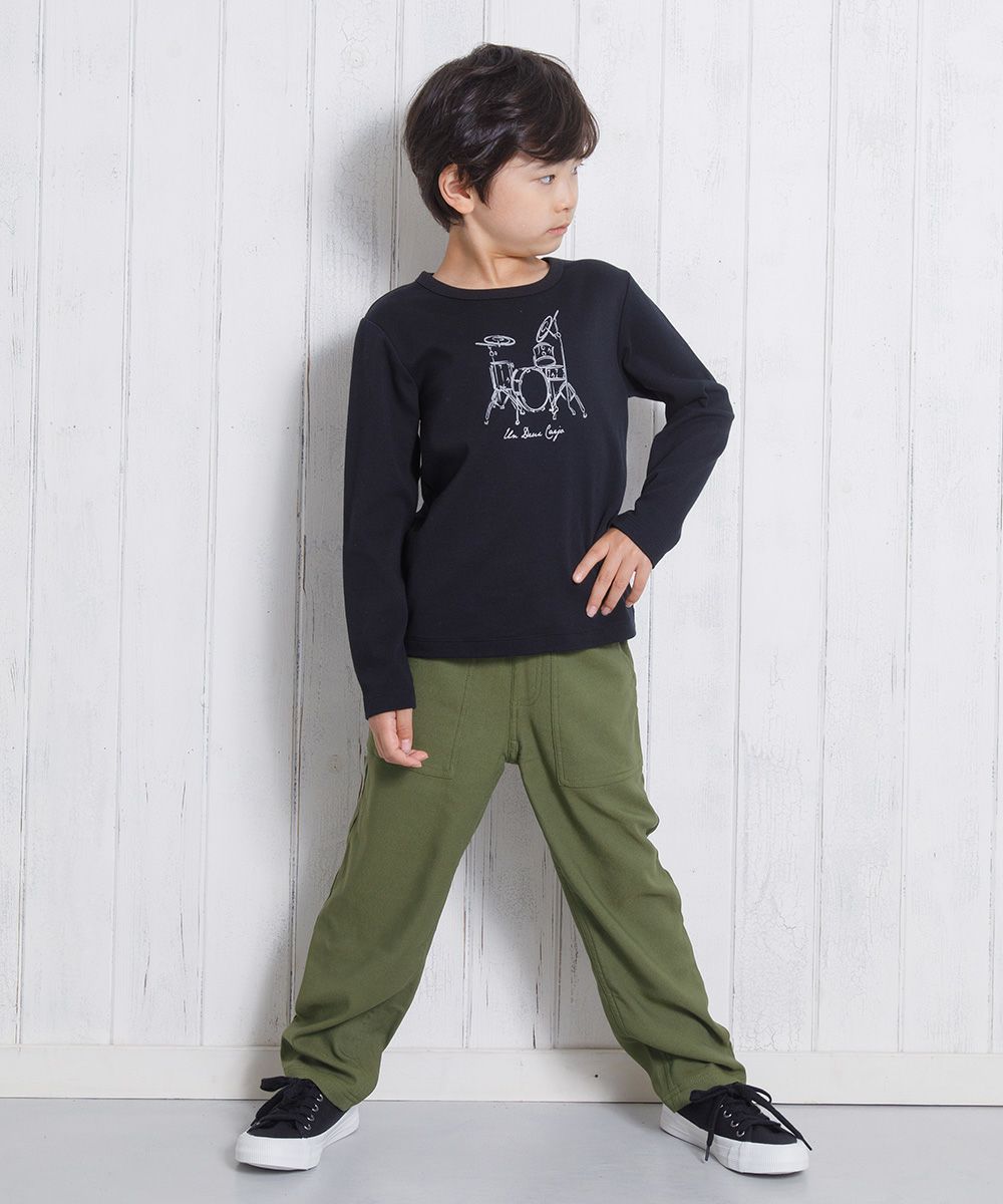 子供服 男の子 綿100％楽器シリーズドラムプリントTシャツ ブラック(00) モデル画像3
