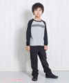 子供服 男の子 綿100％ラグラン袖Tシャツ 杢ｸﾞﾚｰ(92) モデル画像全身