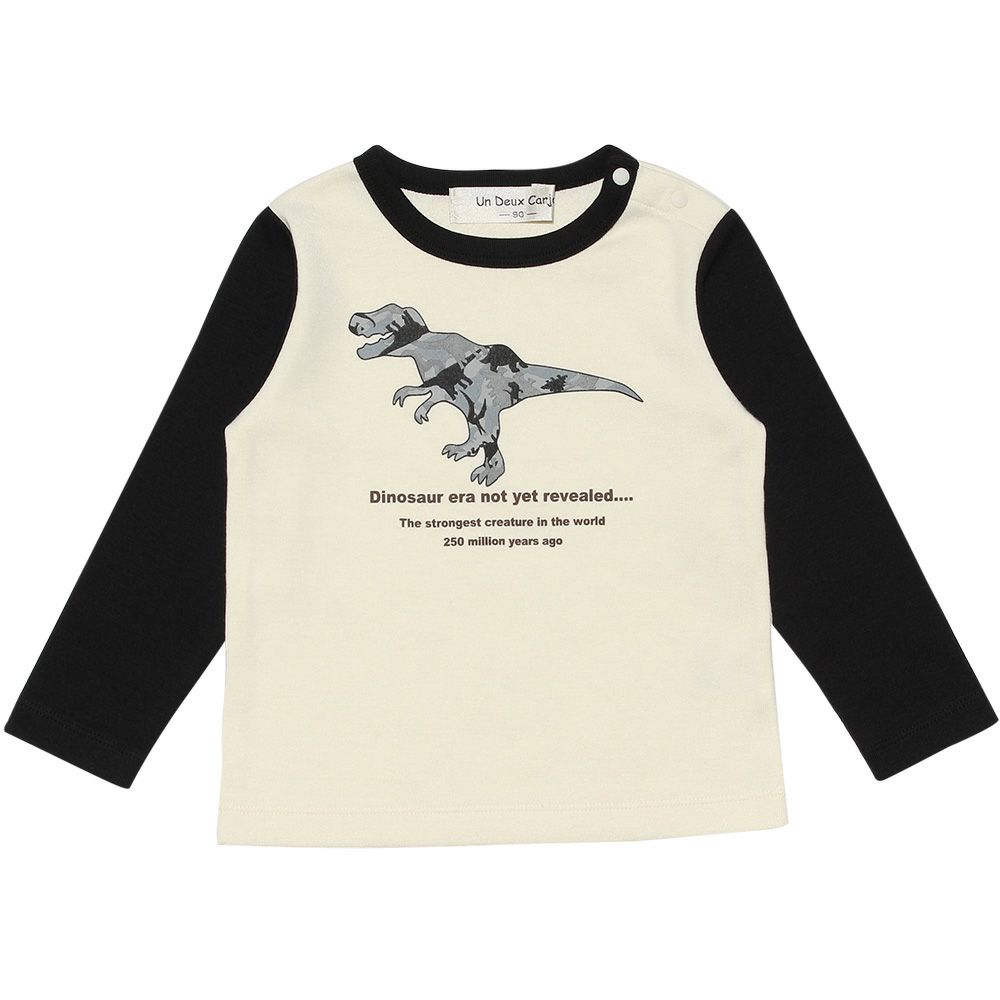 ベビー服 男の子 ベビーサイズ恐竜シリーズプリント迷彩Tシャツ アイボリー(12) 正面
