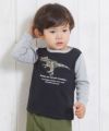 ベビー服 男の子 ベビーサイズ恐竜シリーズプリント迷彩Tシャツ ブラック(00) モデル画像アップ
