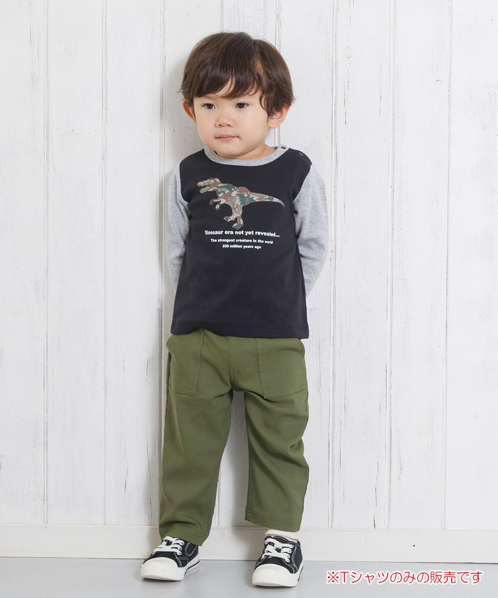 ベビー服 男の子 ベビーサイズ恐竜シリーズプリント迷彩Tシャツ ブラック(00) モデル画像2