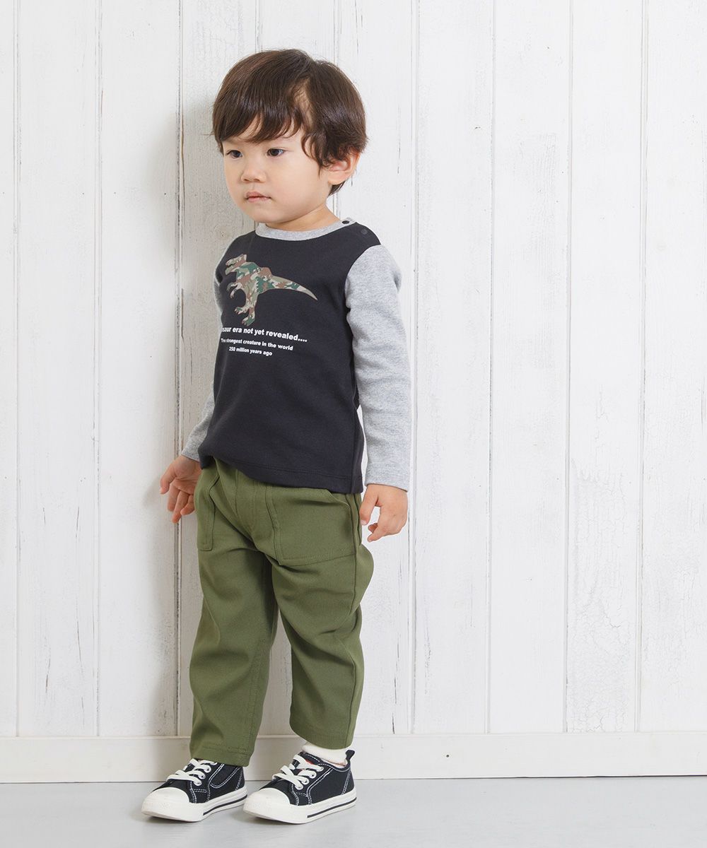 ベビー服 男の子 ベビーサイズ恐竜シリーズプリント迷彩Tシャツ ブラック(00) モデル画像4