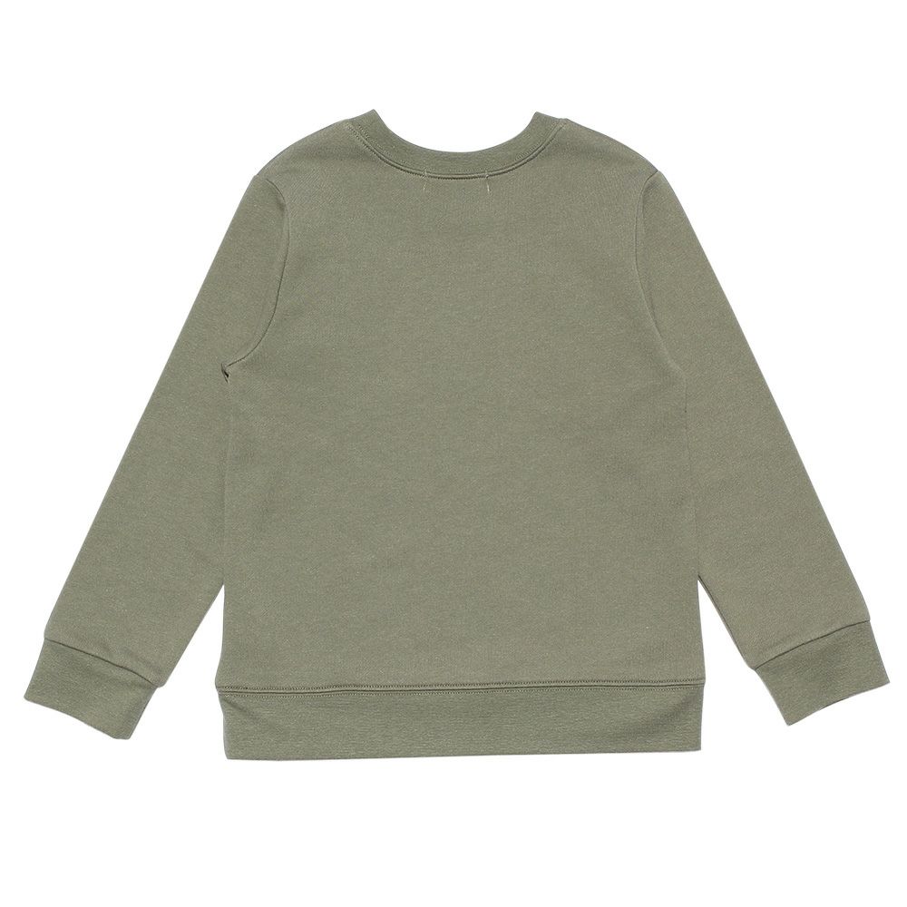 子供服 男の子 ギタープリント楽器シリーズ裏毛トレーナー カーキ(82) 背面