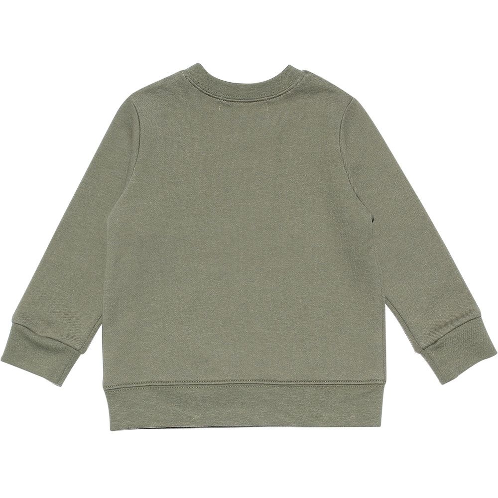 ベビー服 男の子 ベビーサイズギタープリント楽器シリーズ裏毛トレーナー カーキ(82) 背面