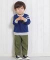 ベビー服 男の子 ベビーサイズミニ裏毛ライン入り袖トレーナー ネイビー(06) モデル画像3