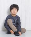 子供服 男の子 乗り物プリント電車シリーズ裏毛起毛トレーナー ブラック(00) モデル画像3
