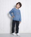 子供服 男の子 乗り物プリント電車シリーズ裏毛起毛トレーナー ブルー(61) モデル画像2