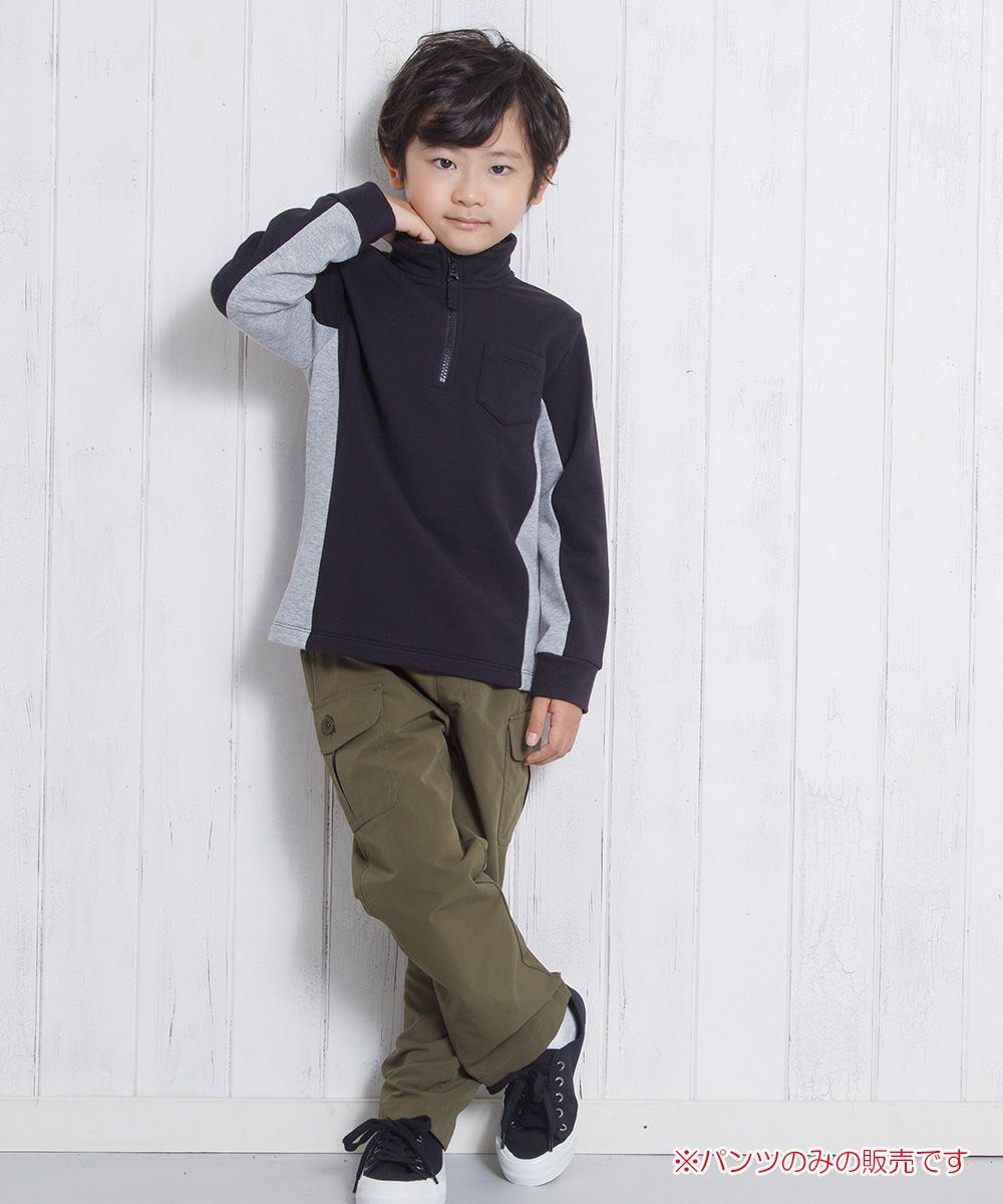 子供服 男の子 裏微起毛10分丈カーゴパンツ カーキ(82) モデル画像1