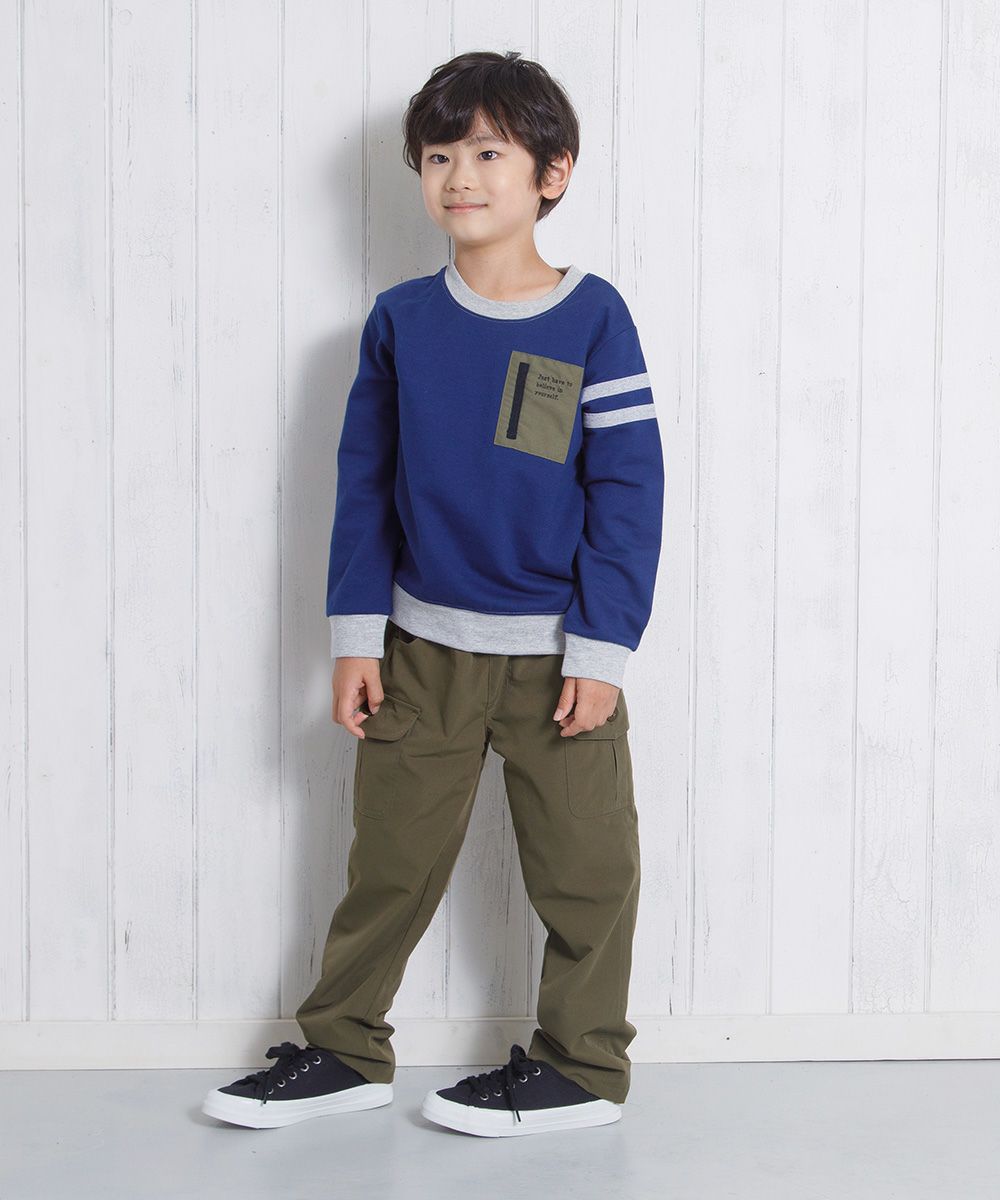 子供服 男の子 裏微起毛10分丈カーゴパンツ カーキ(82) モデル画像4