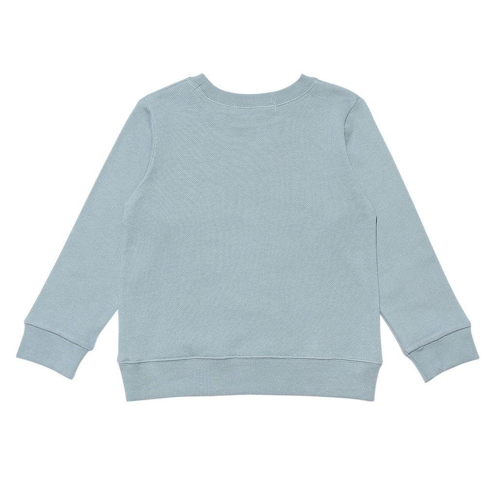 ベビー服 男の子 綿100％ロンドンバスプリント乗り物裏毛トレーナー ブルー(61) 背面