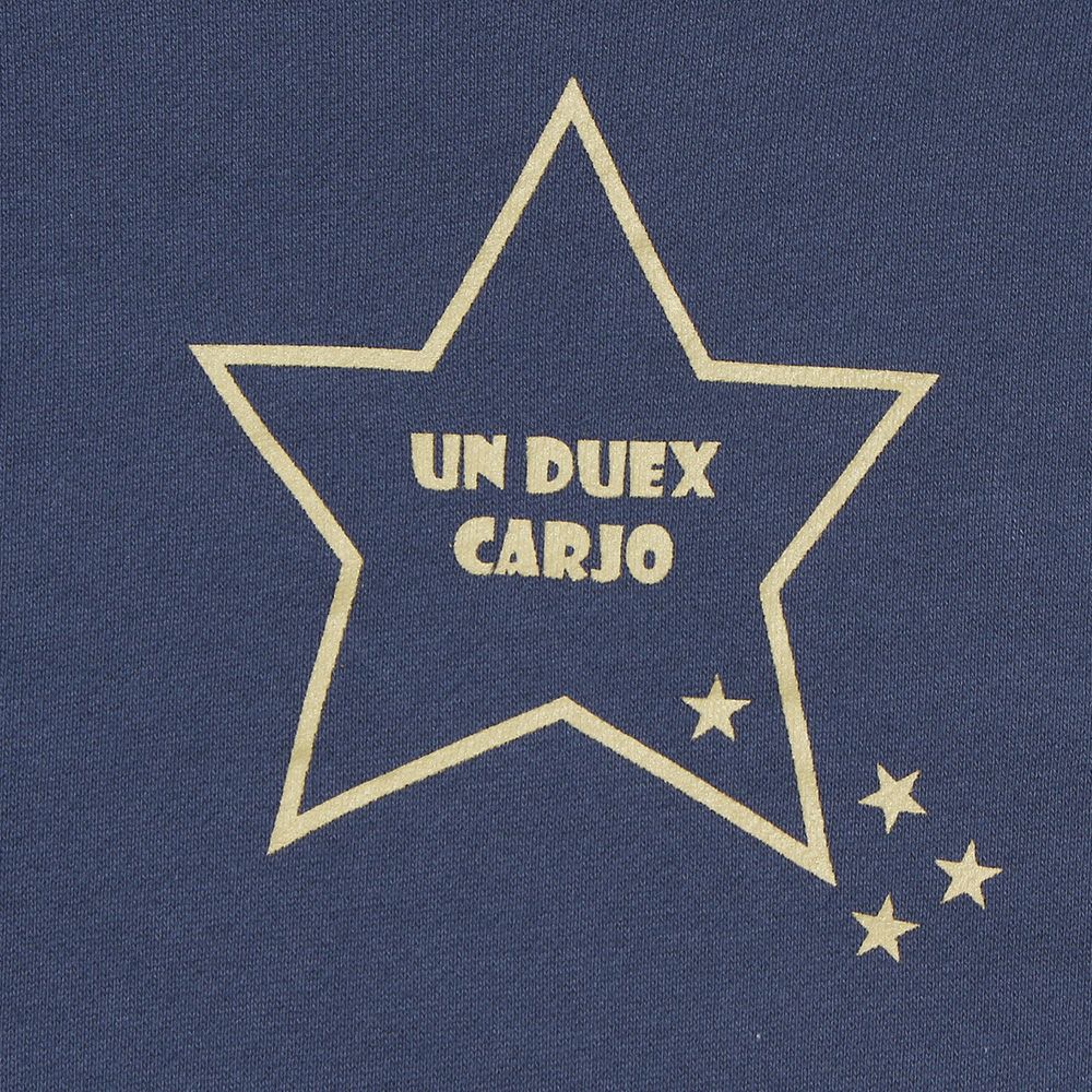 ベビー服 男の子 綿100％星柄ロゴプリント裏毛トレーナー ネイビー(06) デザインポイント1