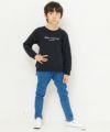 ベビー服 男の子 綿100％ロゴプリント裏毛トレーナー ブラック(00) モデル画像3