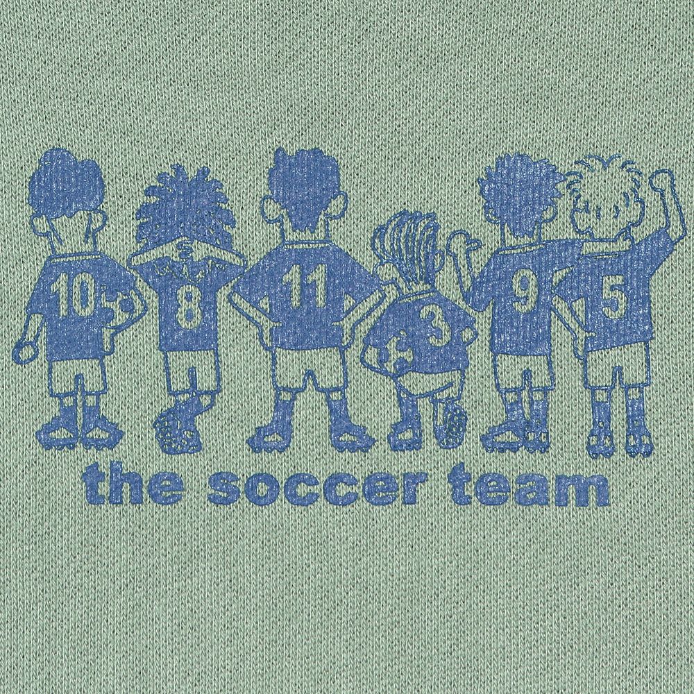 ベビー服 男の子 綿100％サッカーチームプリント裏毛トレーナー グリーン(08) デザインポイント1
