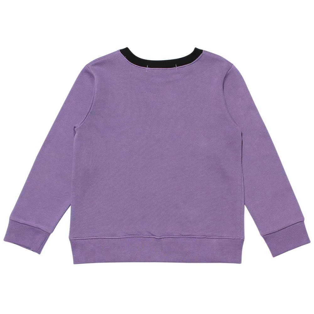 ベビー服 男の子 綿100％サッカーチームプリント裏毛トレーナー パープル(91) 背面
