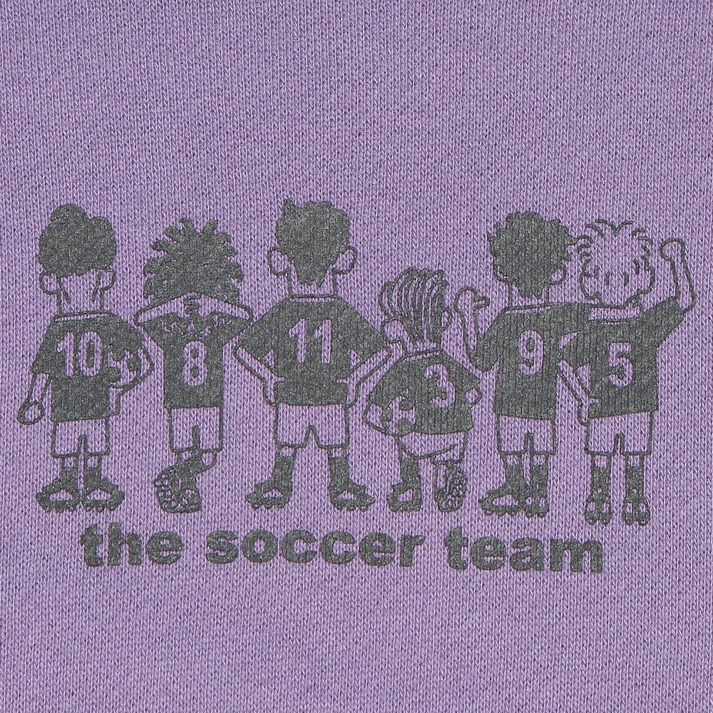 ベビー服 男の子 綿100％サッカーチームプリント裏毛トレーナー パープル(91) デザインポイント1