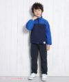 子供服 男の子 バイカラージップアップ長袖ポケット付きジャケット ブルー(61) モデル画像全身