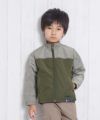 子供服 男の子 バイカラージップアップ長袖ポケット付きジャケット カーキ(82) モデル画像アップ