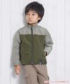 子供服 男の子 バイカラージップアップ長袖ポケット付きジャケット カーキ(82) モデル画像1