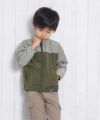子供服 男の子 バイカラージップアップ長袖ポケット付きジャケット カーキ(82) モデル画像2