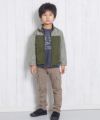 子供服 男の子 バイカラージップアップ長袖ポケット付きジャケット カーキ(82) モデル画像3