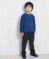 ベビー服 男の子 綿100％ケーブル編み×裏毛ジップアップジャケット ブルー(61) モデル画像全身