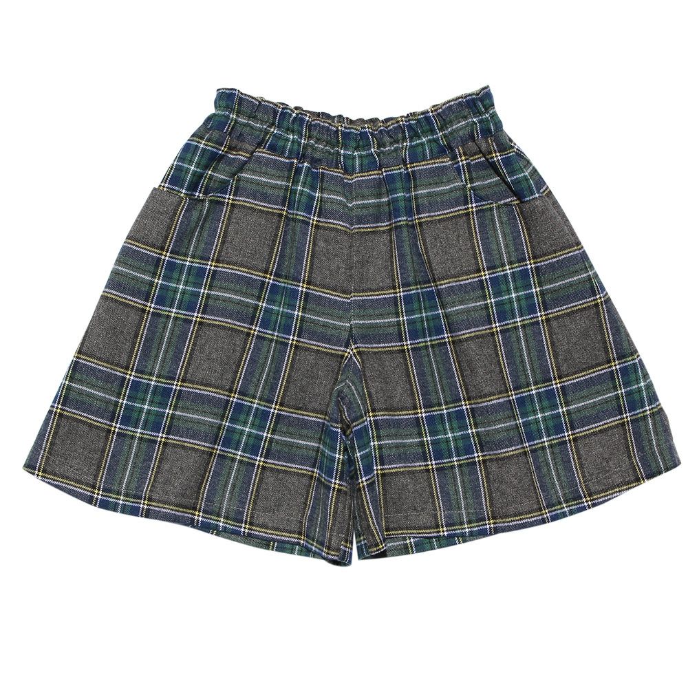 子供服 女の子 日本製タータンチェック柄キュロットパンツ ネイビー(06) 正面