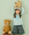 子供服 女の子 日本製タータンチェック柄キュロットパンツ ネイビー(06) モデル画像