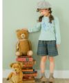 子供服 女の子 日本製タータンチェック柄キュロットパンツ ネイビー(06) モデル画像