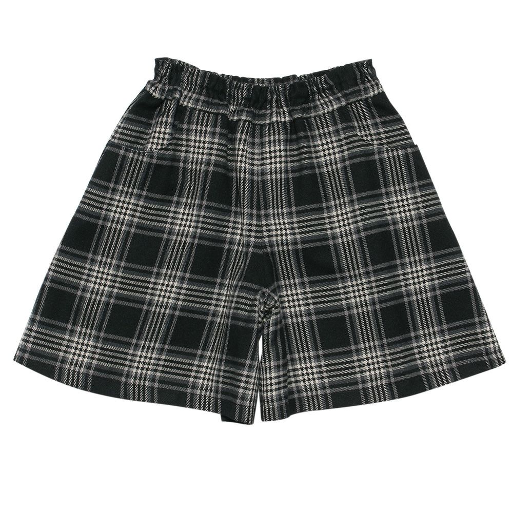 子供服 女の子 日本製チェック柄キュロットパンツ ブラック(00) 正面
