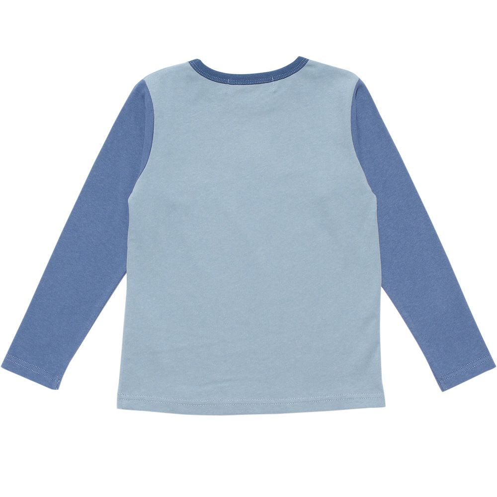 子供服 男の子 綿100％ ブルドッグ 動物 プリント Tシャツ ブルー(61) 背面