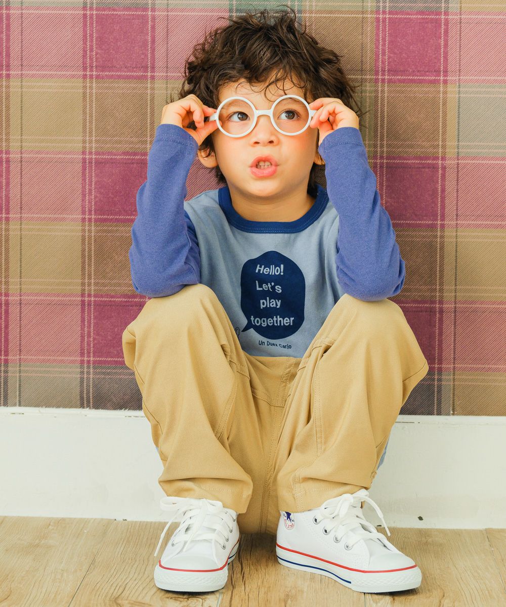 子供服 男の子 綿100％ ブルドッグ 動物 プリント Tシャツ ブルー(61) モデル画像2