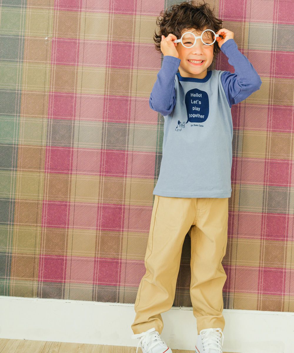 子供服 男の子 綿100％ ブルドッグ 動物 プリント Tシャツ ブルー(61) モデル画像3