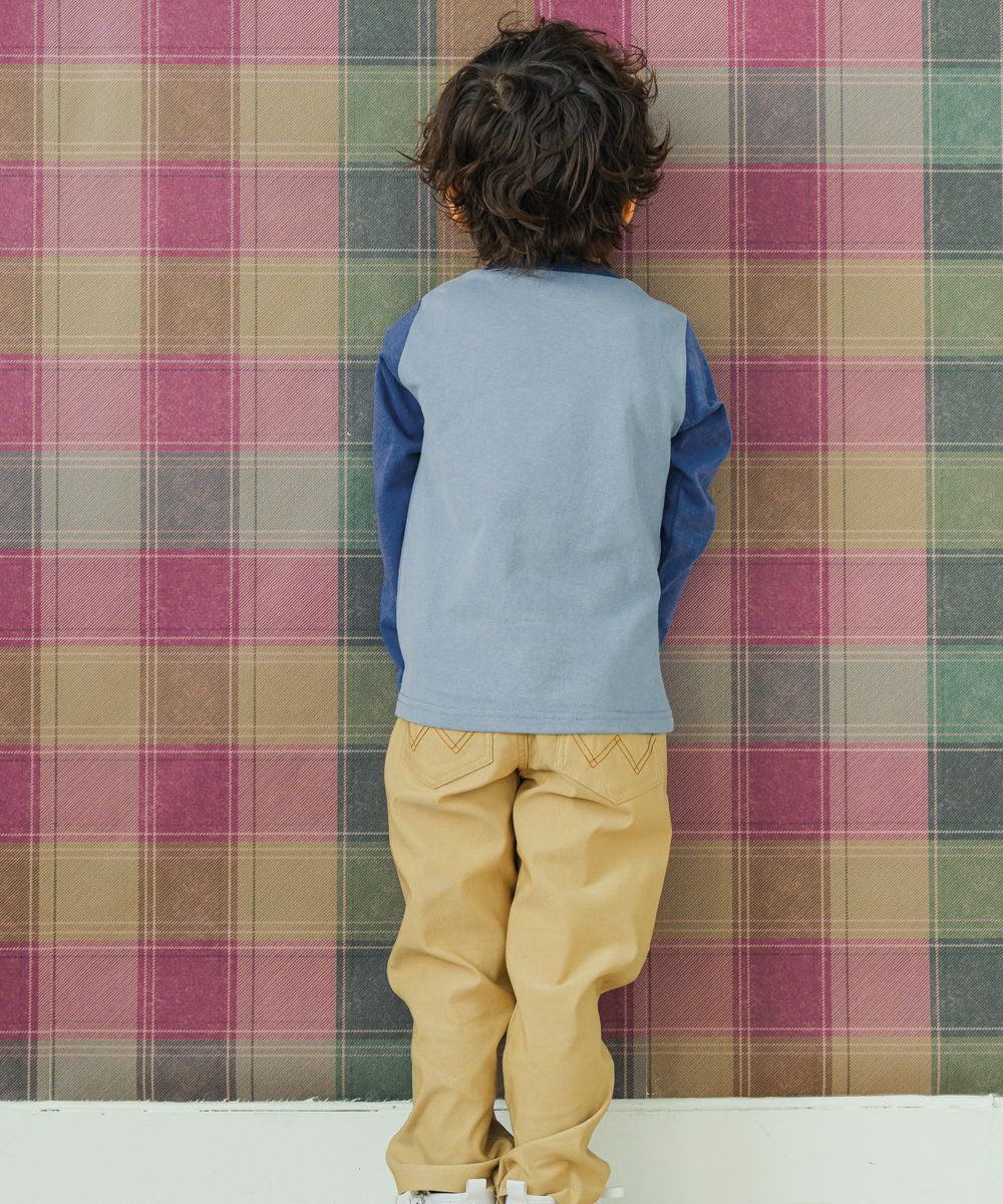 子供服 男の子 綿100％ ブルドッグ 動物 プリント Tシャツ ブルー(61) モデル画像4